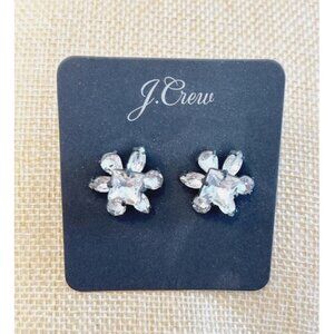 J. Crew Clear Rhinestone Classic Floral Stud Earrings - NWT